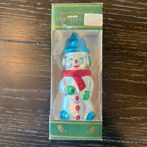 Kurt Adler Vintage Blown Glass Ornament Snowman‎ with Box
